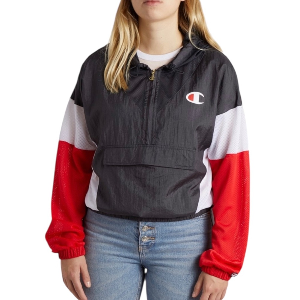 Champion Y2K Mesh Color block Half Zip Pullover Sports Jacket Size Large